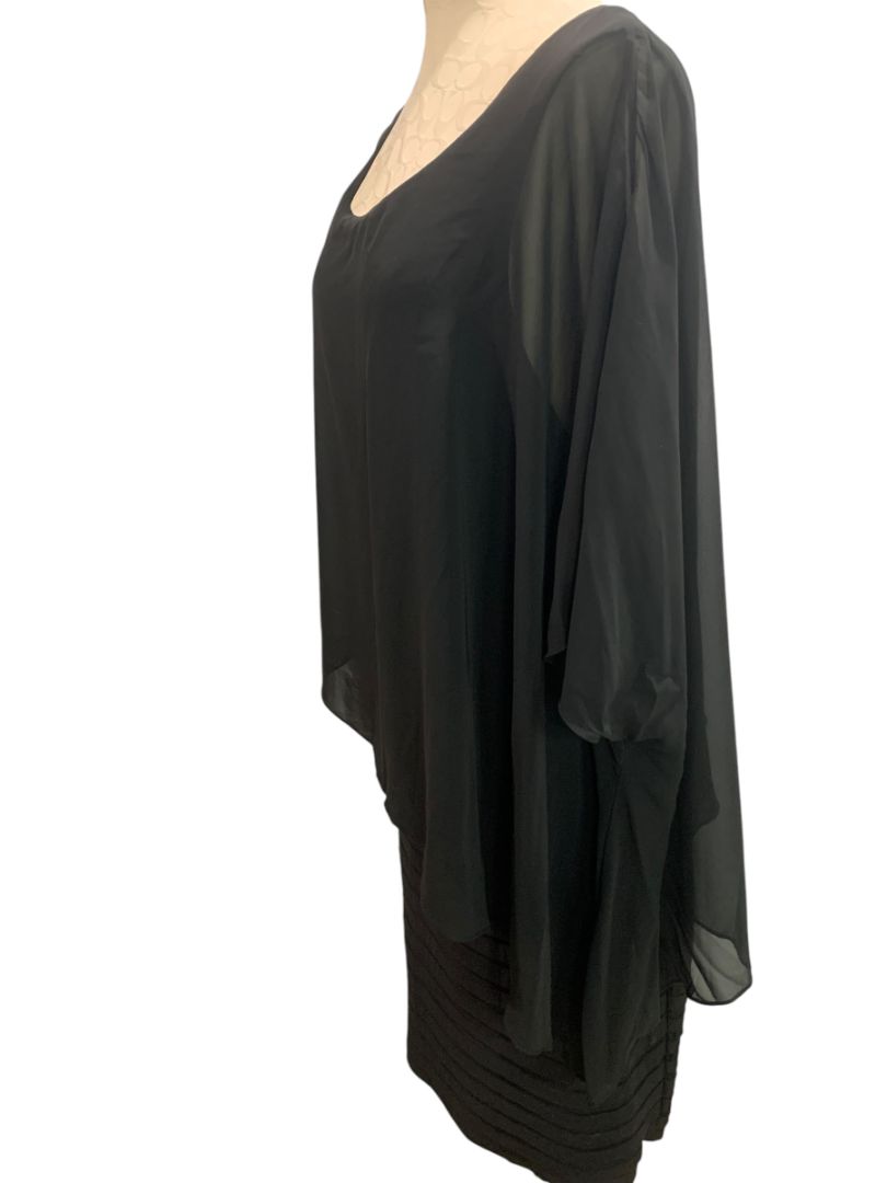 Size 18W Dressbarn Collection Black Dress Ribbon Sheath Layered