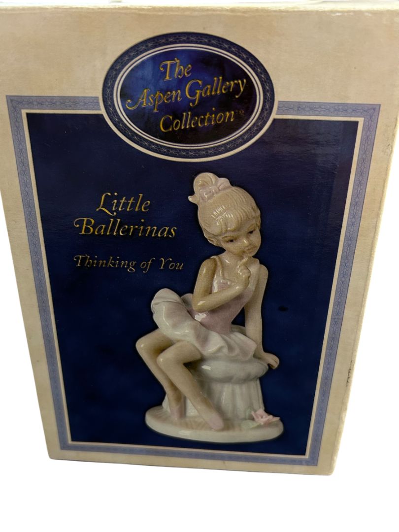 1999 Aspen Gallery Little Ballerinas Thinking of You Ceramic Figurine 6.25" with Box