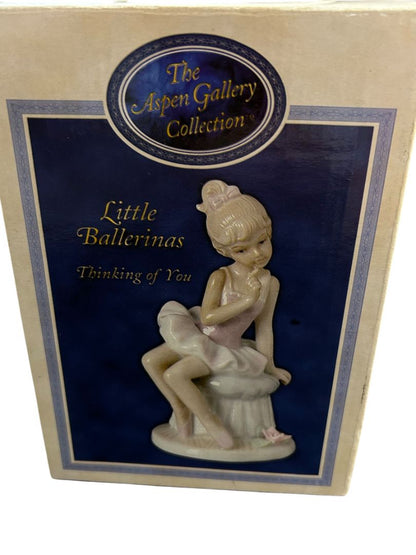 1999 Aspen Gallery Little Ballerinas Thinking of You Ceramic Figurine 6.25" with Box
