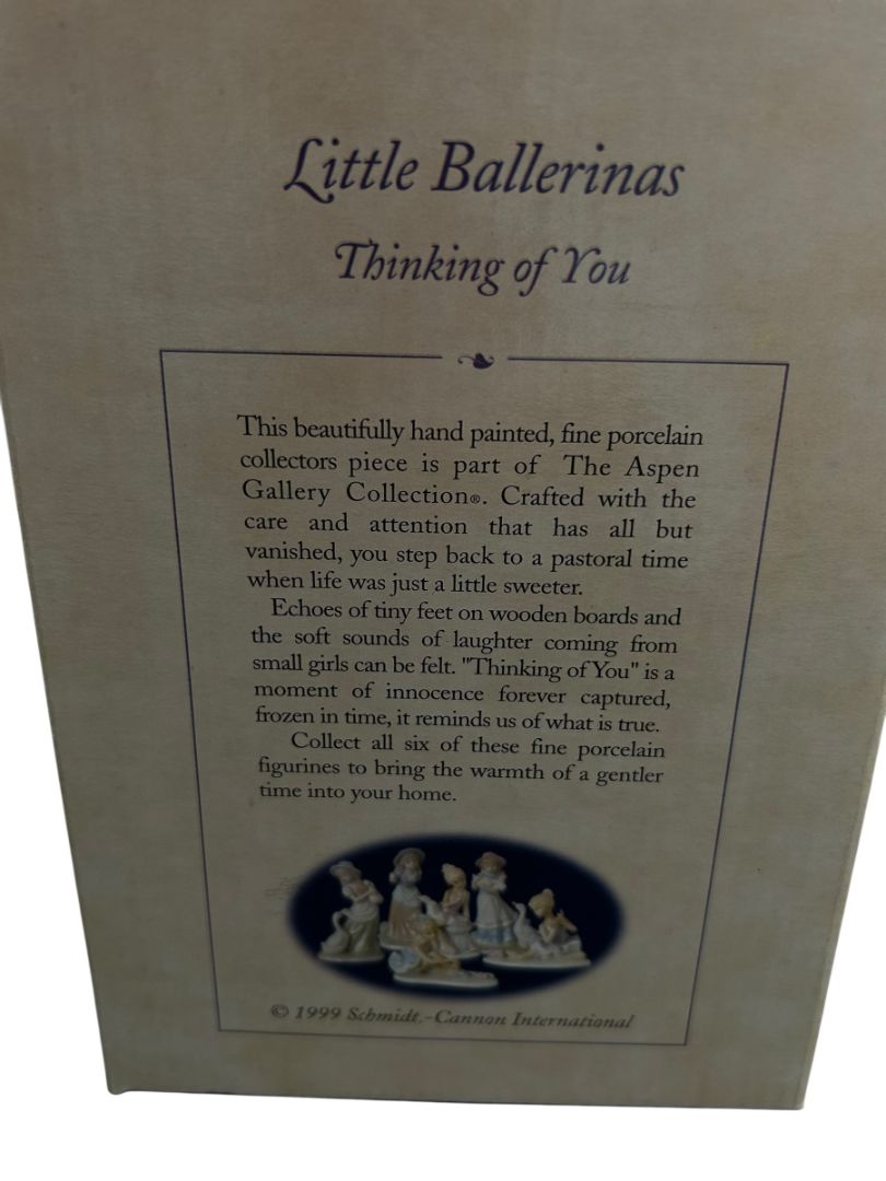 1999 Aspen Gallery Little Ballerinas Thinking of You Ceramic Figurine 6.25" with Box