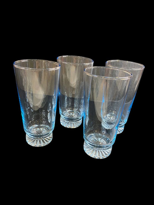 Set of 4 Vintage Sapphire Star Tumbler Drinking Glasses Blue Tint Duz Crystal 5.7"