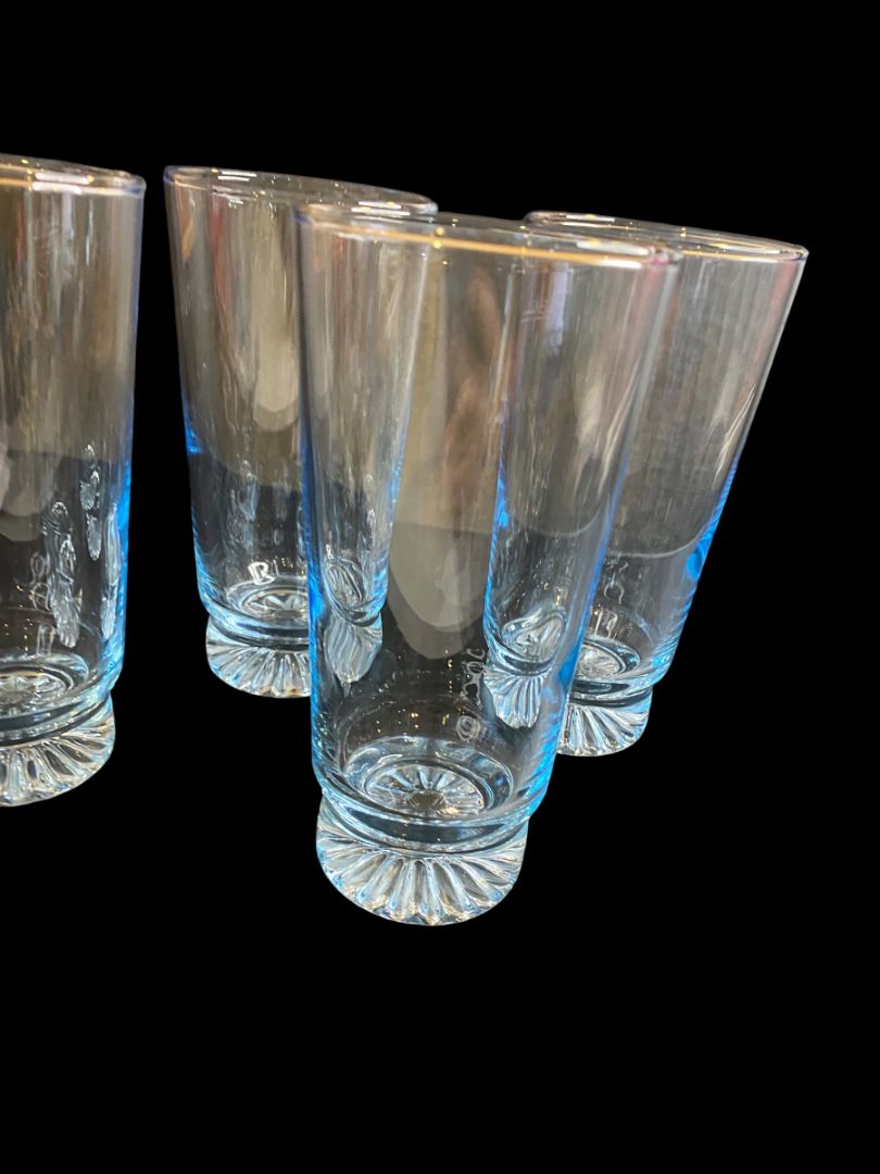Set of 4 Vintage Sapphire Star Tumbler Drinking Glasses Blue Tint Duz Crystal 5.7"