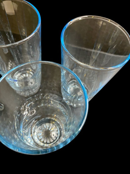 Set of 4 Vintage Sapphire Star Tumbler Drinking Glasses Blue Tint Duz Crystal 5.7"