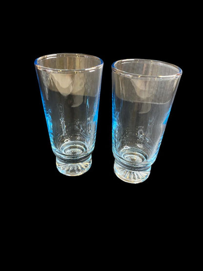 Set of 2 Vintage Sapphire Star Juice Glasses Blue Tint Duz Crystal 4.25"
