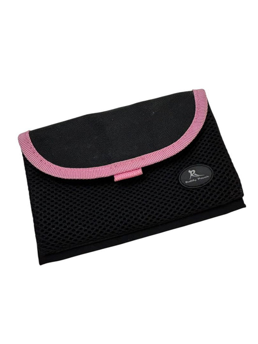 Buddy Pouch Running Bag Magnetic Black Pink Compartments 7"