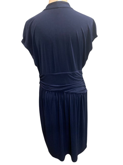 Size 16 Dressbarn Navy Blue Pullover Dress Stretch Surplice Neckline