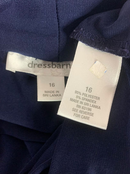 Size 16 Dressbarn Navy Blue Pullover Dress Stretch Surplice Neckline