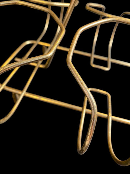 Midcentury Goldtone Wire Drink Caddy Carrier Holds 6 Glasses