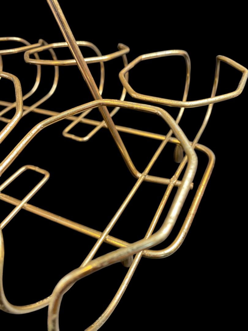 Midcentury Goldtone Wire Drink Caddy Carrier Holds 6 Glasses