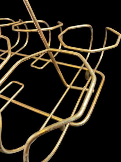Midcentury Goldtone Wire Drink Caddy Carrier Holds 6 Glasses