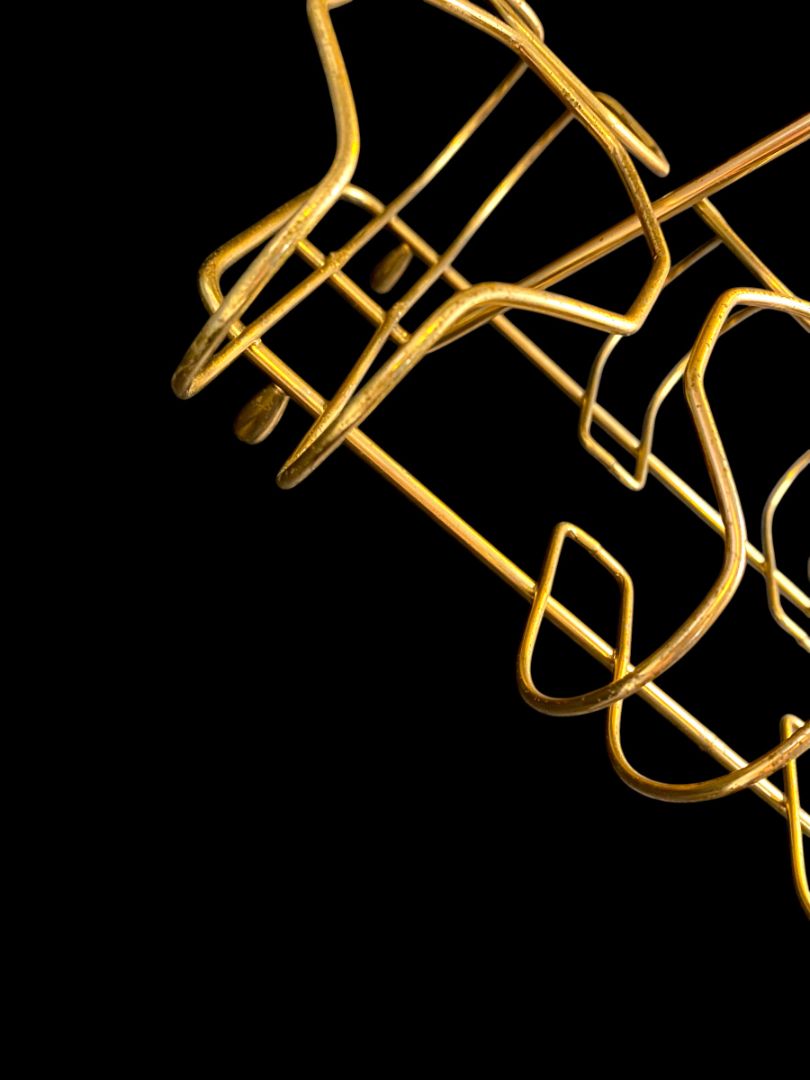 Midcentury Goldtone Wire Drink Caddy Carrier Holds 6 Glasses