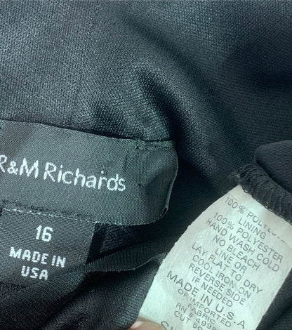 Size 16 R&M Richards Black Dress Embellished Waistline Pullover