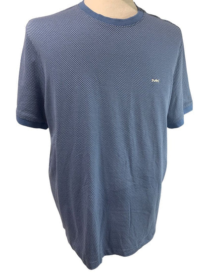 Large Michael Kors Mens New Vintage Blue Pattern Tshirt Short Sleeve