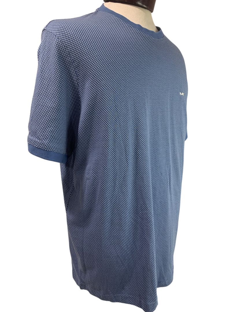 Large Michael Kors Mens New Vintage Blue Pattern Tshirt Short Sleeve