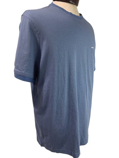 Large Michael Kors Mens New Vintage Blue Pattern Tshirt Short Sleeve