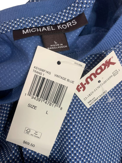 Large Michael Kors Mens New Vintage Blue Pattern Tshirt Short Sleeve