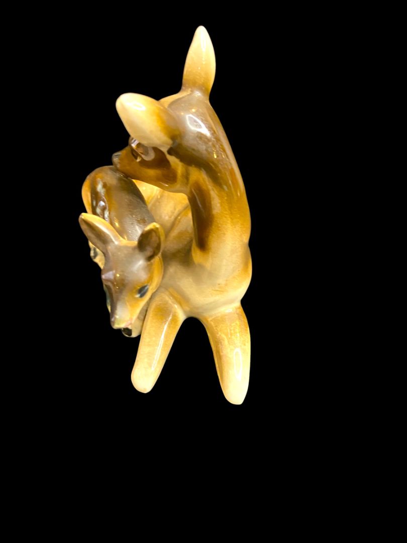 Vintage Deer and Fawn Figurine Ceramic Made in Japan 5.8"l