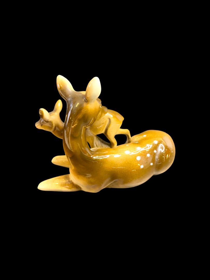 Vintage Deer and Fawn Figurine Ceramic Made in Japan 5.8"l