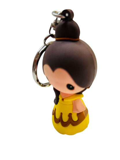 Set of 2 Disney Tsum Tsum Belle Snow White Vinyl Figure Keychain Key Rings 2.25"