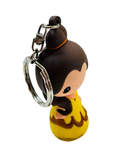 Set of 2 Disney Tsum Tsum Belle Snow White Vinyl Figure Keychain Key Rings 2.25"