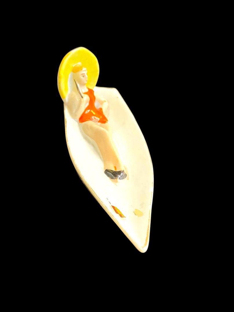 Vintage Japan Bathing Beauty Trinket Dish 4.5"l