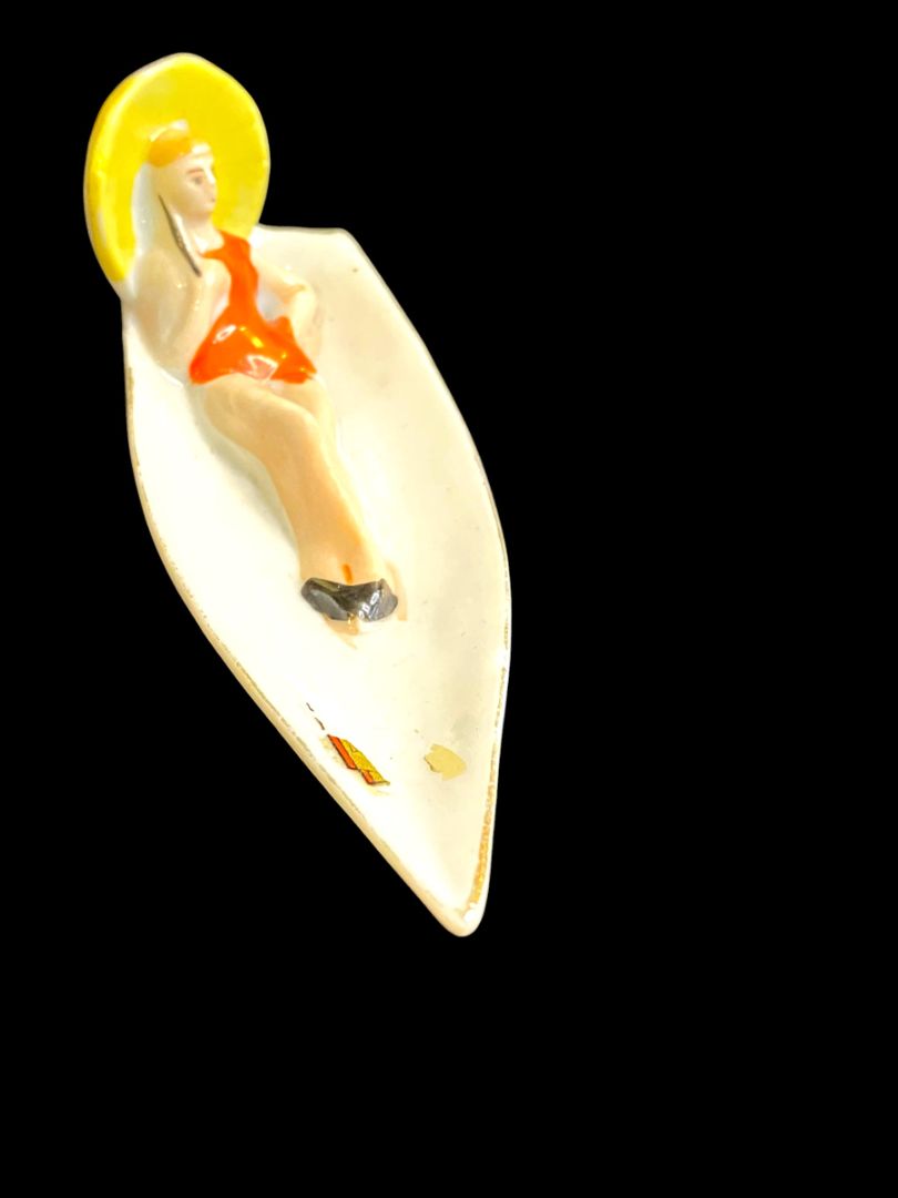 Vintage Japan Bathing Beauty Trinket Dish 4.5"l