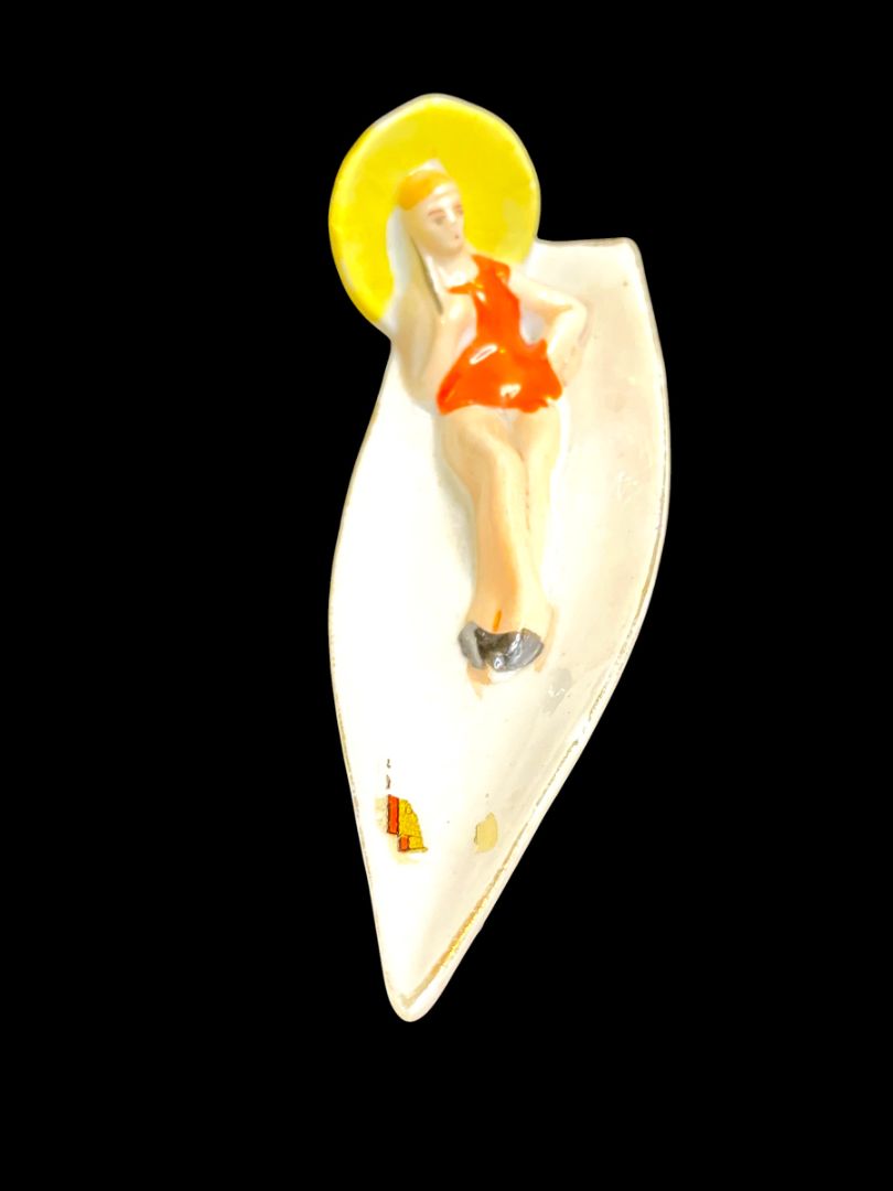 Vintage Japan Bathing Beauty Trinket Dish 4.5"l