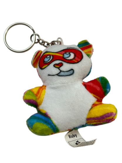 Lot of 4 Assorted Plush Keychains Key Rings American Heart Discy Ruby Fiery Splash