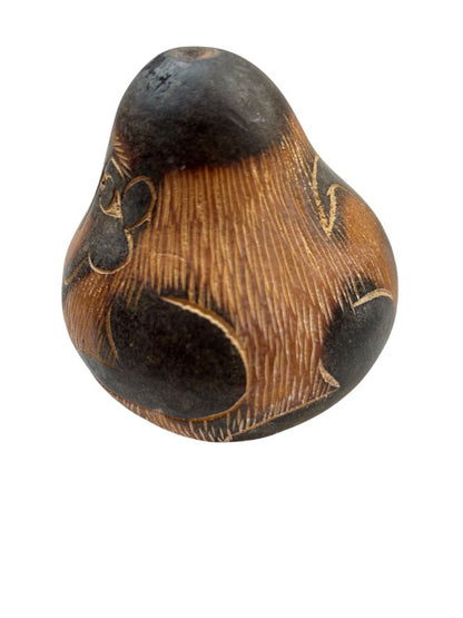 Set of 2 Peruvian Carved Gourds Fish and Monkey 3"