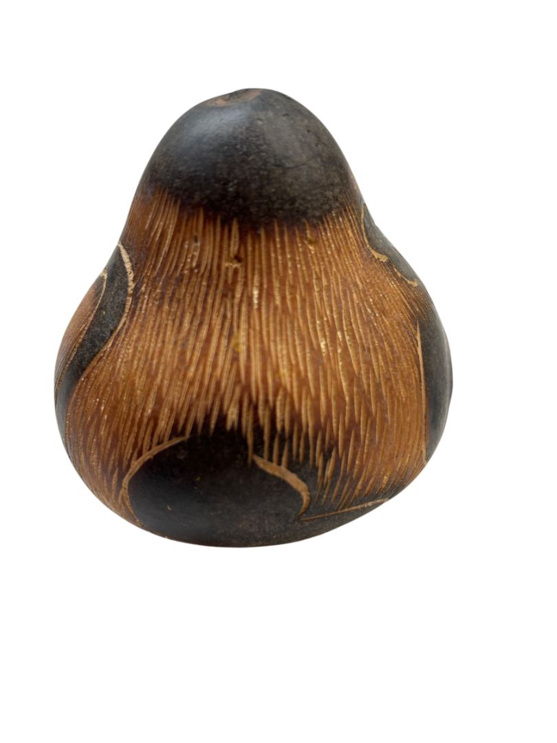 Set of 2 Peruvian Carved Gourds Fish and Monkey 3"