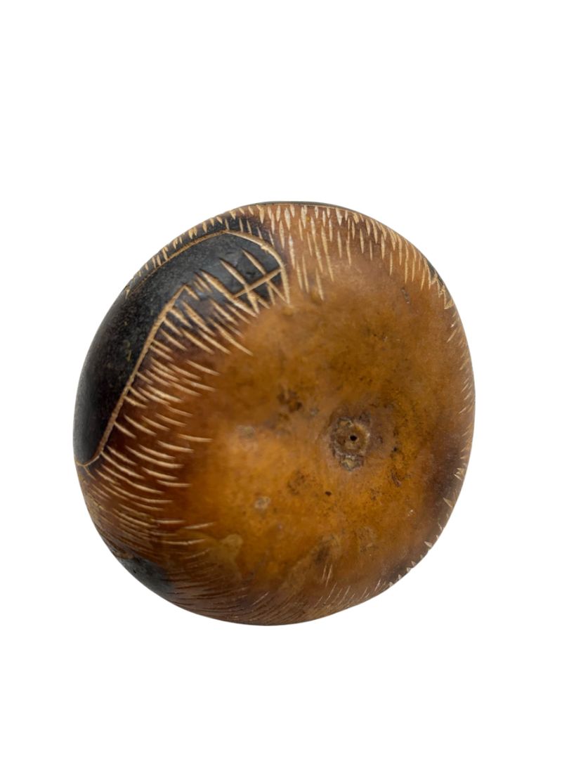 Set of 2 Peruvian Carved Gourds Fish and Monkey 3"