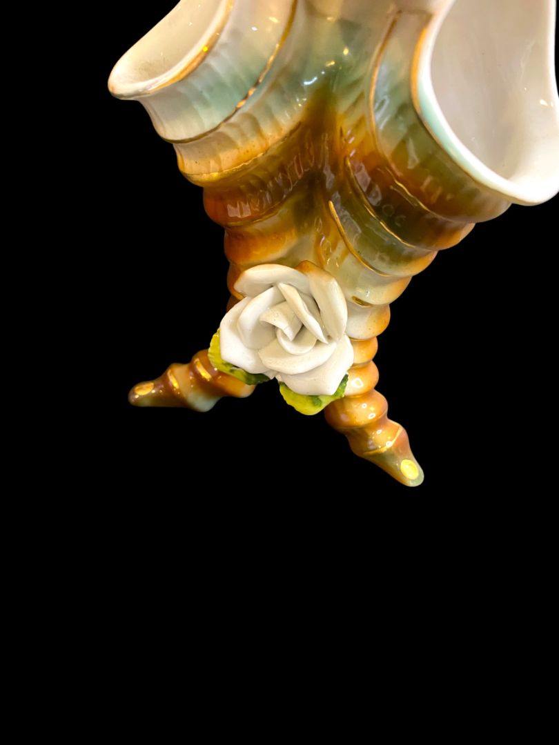 Vintage Triple Bud Vase Ceramic Angel Cherub 6.5"h