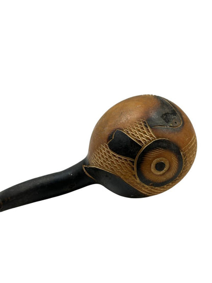 Set of 2 Peruvian Carved Gourds Fish and Monkey 3"