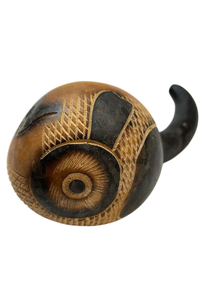 Set of 2 Peruvian Carved Gourds Fish and Monkey 3"