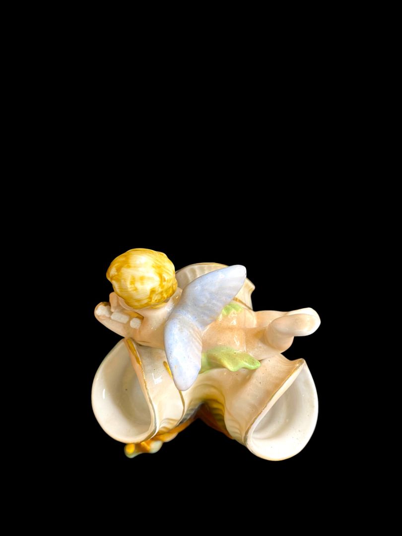 Vintage Triple Bud Vase Ceramic Angel Cherub 6.5"h