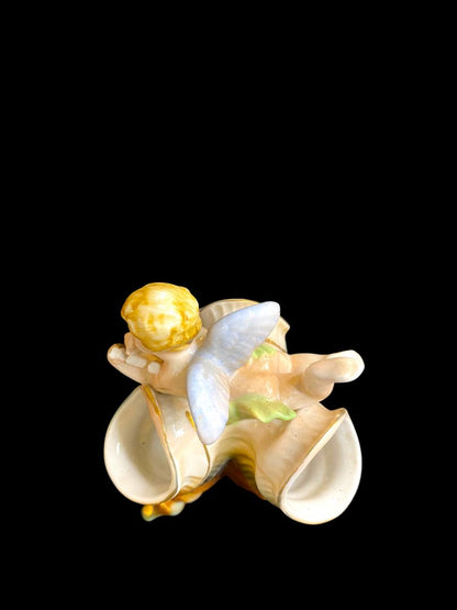 Vintage Triple Bud Vase Ceramic Angel Cherub 6.5"h