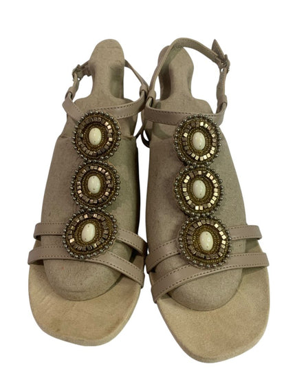 Size 8.5 Bandolino Womens Embellished Wedge Heel Sandals