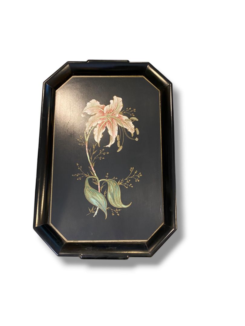 Midcentury Acrylic Serving Tray Black Set of 2 Waverly Products 20.5" x 13.5"