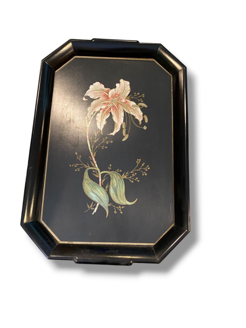 Midcentury Acrylic Serving Tray Black Set of 2 Waverly Products 20.5" x 13.5"