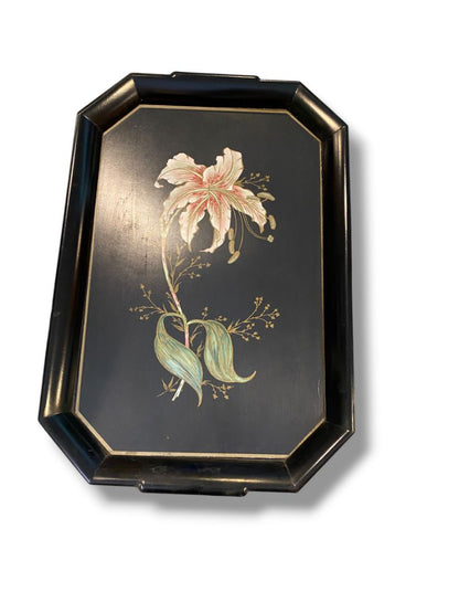 Midcentury Acrylic Serving Tray Black Set of 2 Waverly Products 20.5" x 13.5"
