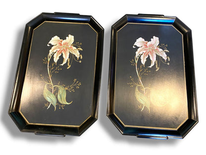 Midcentury Acrylic Serving Tray Black Set of 2 Waverly Products 20.5" x 13.5"
