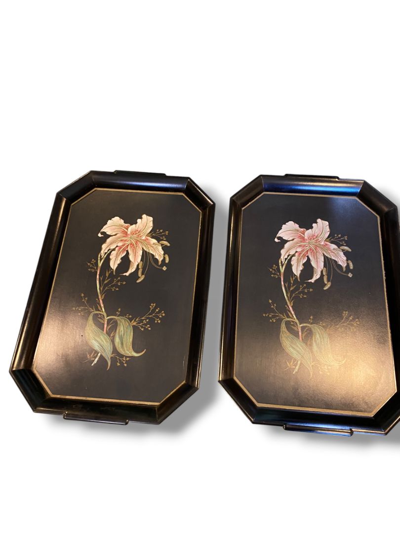 Midcentury Acrylic Serving Tray Black Set of 2 Waverly Products 20.5" x 13.5"