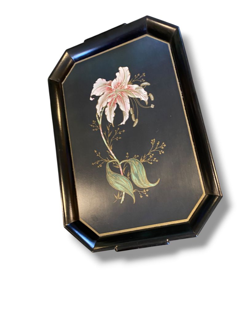 Midcentury Acrylic Serving Tray Black Set of 2 Waverly Products 20.5" x 13.5"