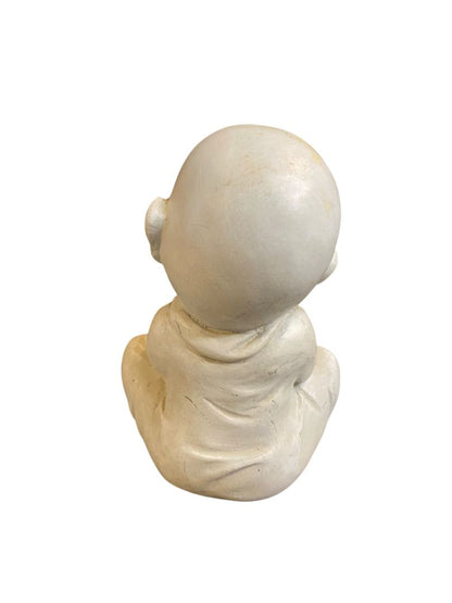 Vintage Baby Buddha Holding Bird Prayer Beads Figurine Resin 6" Indoor Outdoor