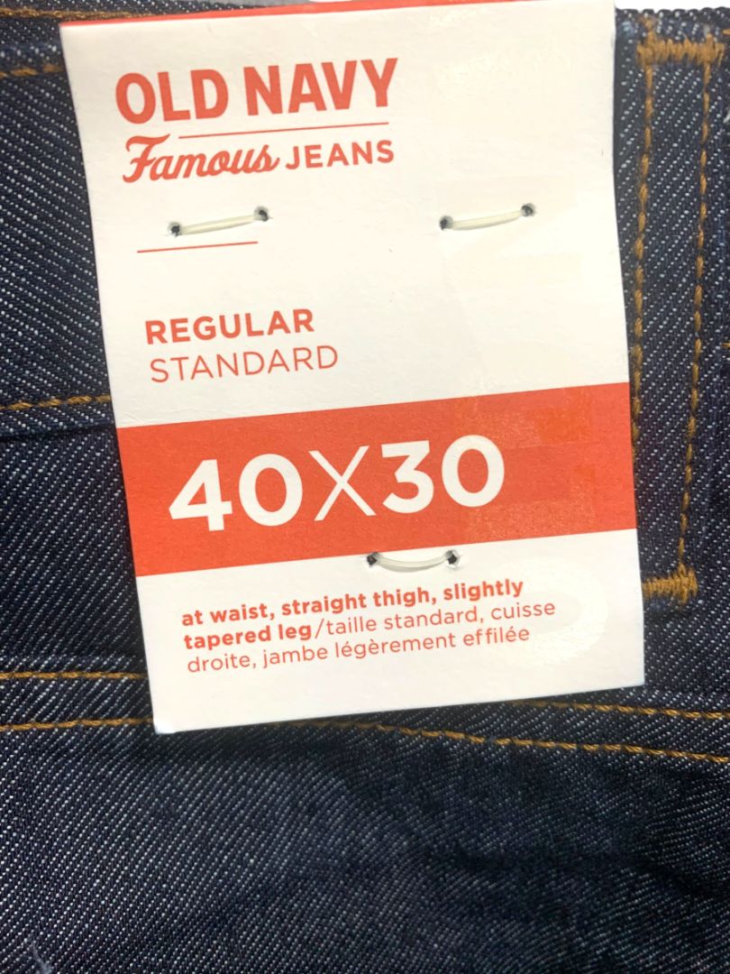 40 x 30 Old Navy Mens Regular Standard New Dark Wash Jeans Denim