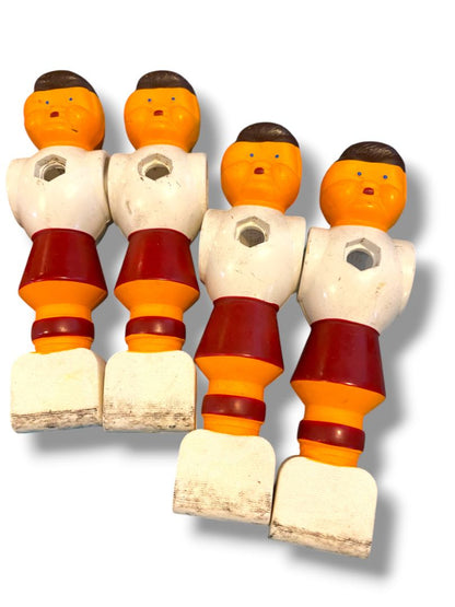 Vintage Lot of 11 Replacement Foosball Players and Ball Red White Brown 4.3" Plastic