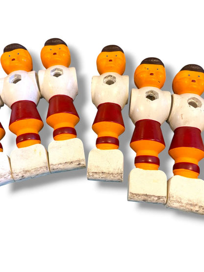 Vintage Lot of 11 Replacement Foosball Players and Ball Red White Brown 4.3" Plastic