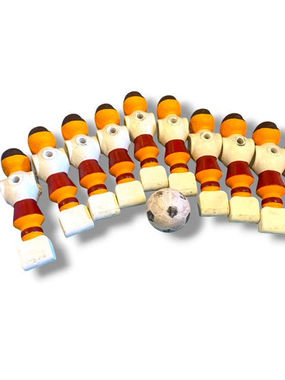 Vintage Lot of 11 Replacement Foosball Players and Ball Red White Brown 4.3" Plastic