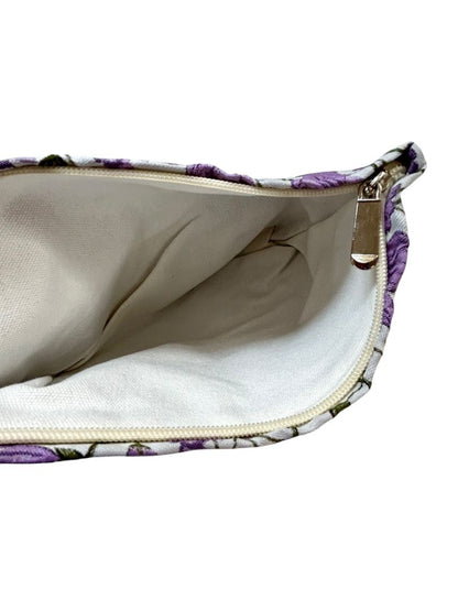 H&R New Cosmetic Bag Makeup Zip Top Bag Purple Floral 8 x 10