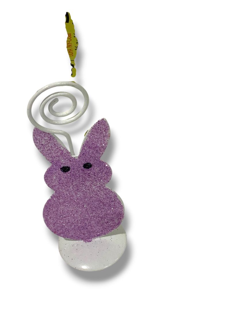 Glitter Bunny Place Card Photo Holder Box of 3 New Pink Purple Yellow 4.5"